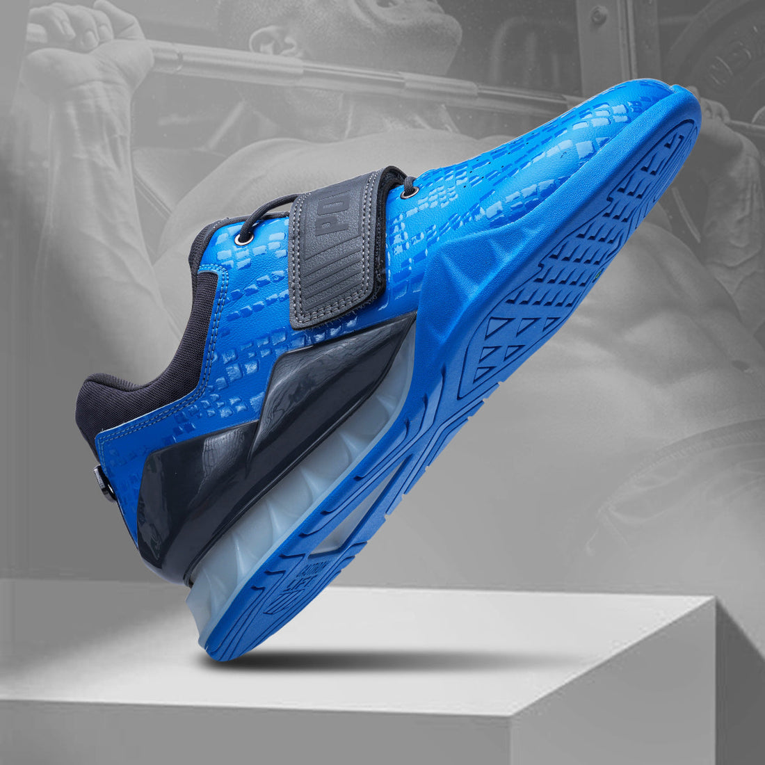 Castiron Lift PowerLifter 3 Blue colorway front view on gym background