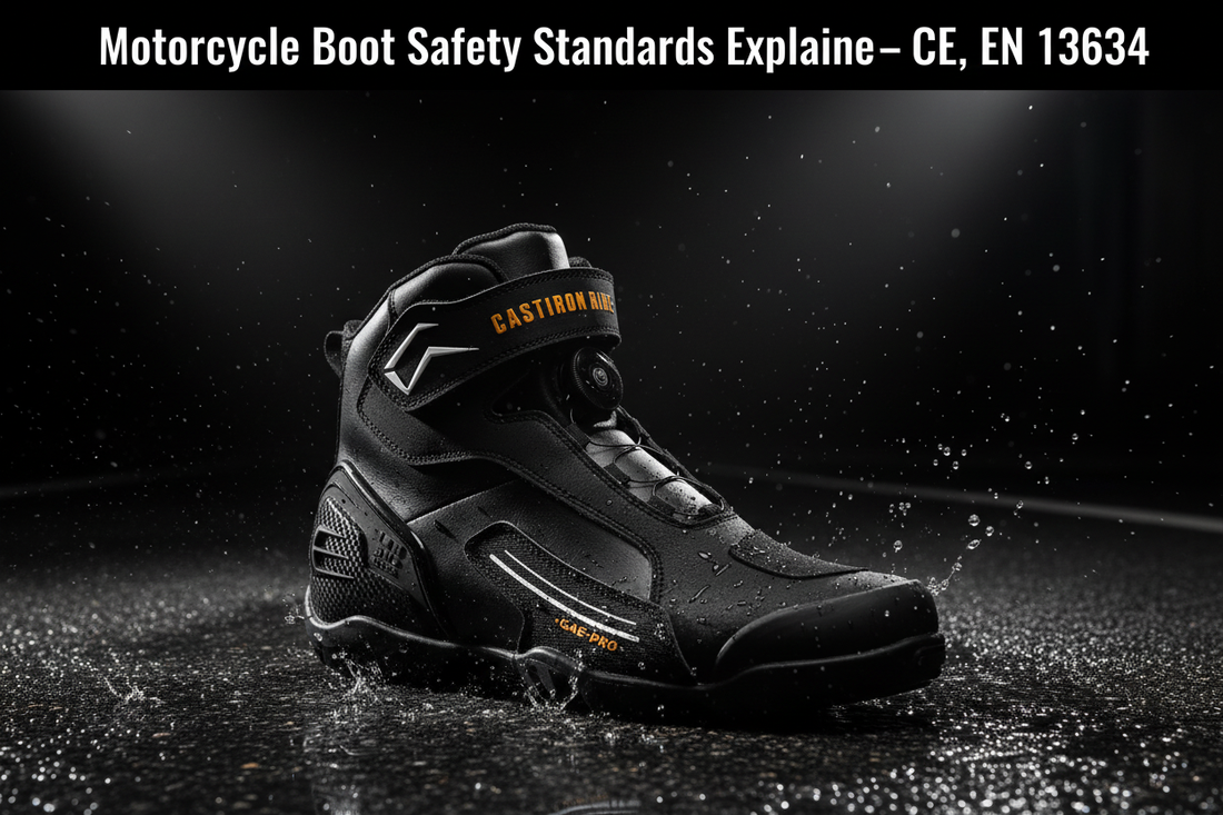 Motorcycle boot safety standards explained 2026 — CE certification EN 13634 USA Canada