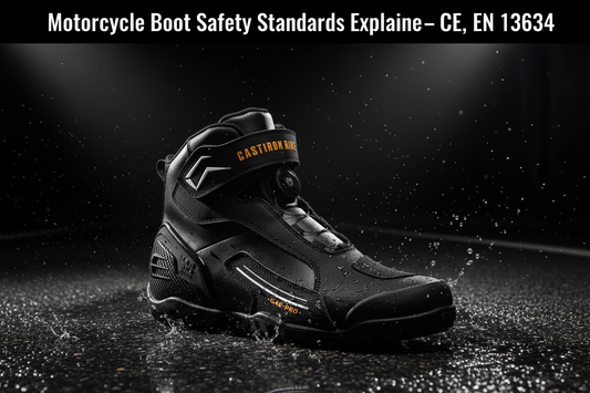 Motorcycle boot safety standards explained 2026 — CE certification EN 13634 UK