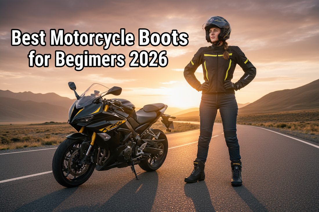Best Motorcycle Boots for Beginners 2026 — new rider on motorcycle on open road Australia New Zealand