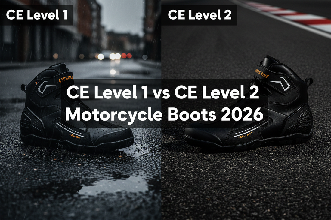 CE Level 1 vs CE Level 2 motorcycle boot protection 2026 — EN 13634 explained Australia New Zealand