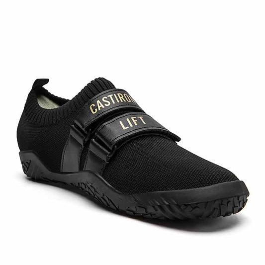 Castiron Lift TurboLifter 1 men's deadlift shoe, black gold colorway side view